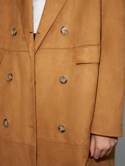 Suede Button Long Blazer Outerwear|Blazers
