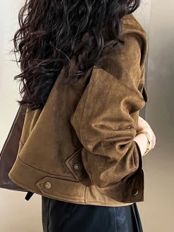Discount Suede Button Short Jacket Outerwear|Jackets