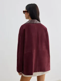 Sale Suede Contrast Collar Pockets Jacket Outerwear|Jackets