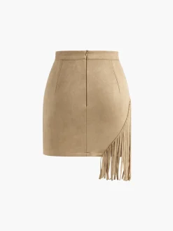 New Suede Irregular Tassel Mini Skirt Bottoms