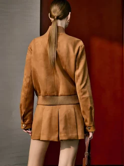 Sale Suede Pleated Pockets Skirt With Belt Skirts|Matching Sets