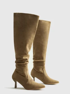 Best Suede Ruched Knee-High Boots Shoes|Accessories