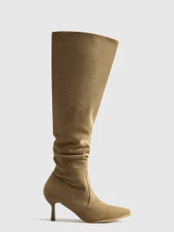 Best Suede Ruched Knee-High Boots Shoes|Accessories