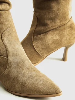 Best Suede Ruched Knee-High Boots Shoes|Accessories