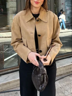 New Suede Soft Button Lapel Jacket Outerwear|Jackets
