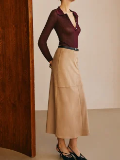 Best Suede Straight Skirt Without Belt Skirts|Bottoms