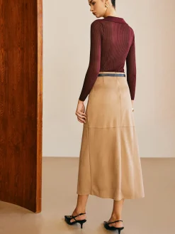 Best Suede Straight Skirt Without Belt Skirts|Bottoms