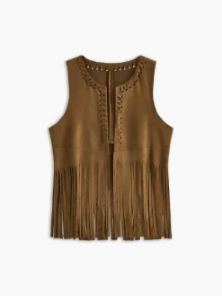 Discount Suede Tassel Vest Outerwear|Vests