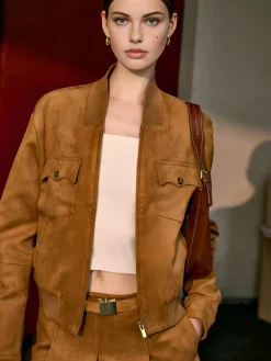 Clearance Suede Zipper Jacket Outerwear|Jackets