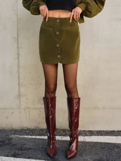 Online Suede Zipper Mini Skirt Skirts