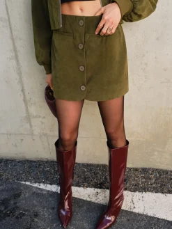 Online Suede Zipper Mini Skirt Skirts