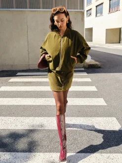 Online Suede Zipper Mini Skirt Skirts