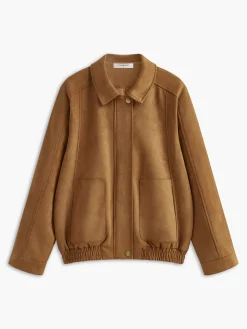 Clearance Suede Zipper Shift Jacket Outerwear|Jackets