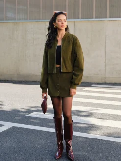 Outlet Suede Zipper Short Jacket Outerwear|Jackets