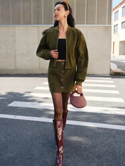 Outlet Suede Zipper Short Jacket Outerwear|Jackets