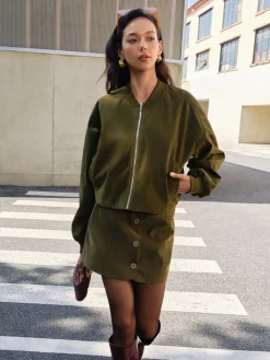 Outlet Suede Zipper Short Jacket Outerwear|Jackets