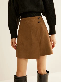 Hot Suede Zipper Wrap Skirt Skirts|Bottoms