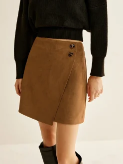 Hot Suede Zipper Wrap Skirt Skirts|Bottoms