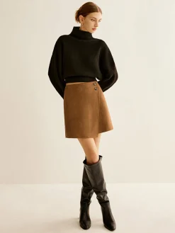 Hot Suede Zipper Wrap Skirt Skirts|Bottoms