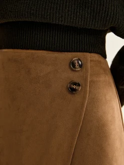 Hot Suede Zipper Wrap Skirt Skirts|Bottoms