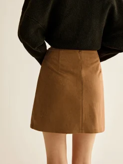 Hot Suede Zipper Wrap Skirt Skirts|Bottoms
