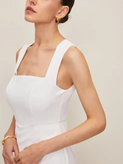 Discount Summer Square Neck Sleeveless Skort White Dresses|Jumpsuits & Rompers