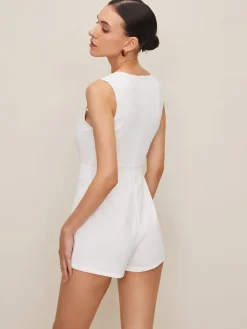Discount Summer Square Neck Sleeveless Skort White Dresses|Jumpsuits & Rompers