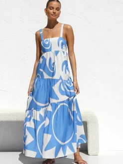Discount Sun Print Cami Long Dress Casual Dresses|Vacation Dresses