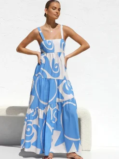 Discount Sun Print Cami Long Dress Casual Dresses|Vacation Dresses