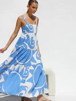Discount Sun Print Cami Long Dress Casual Dresses|Vacation Dresses