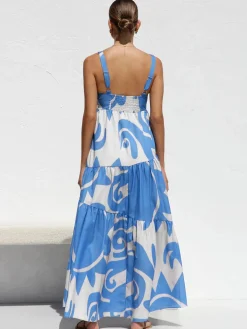 Discount Sun Print Cami Long Dress Casual Dresses|Vacation Dresses