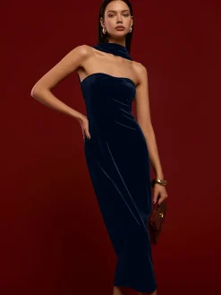 Sale Sweetheart Backless Velvet Dress Black Dresses|Cocktail & Party Dresses