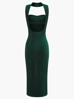 Best Sweetheart Backless Velvet Dress Cocktail & Party Dresses|Midi Dresses