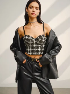 Best Sweetheart Checked Crop Cami Top Crop Tops|Tank Tops & Camis