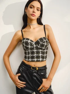 Best Sweetheart Checked Crop Cami Top Crop Tops|Tank Tops & Camis