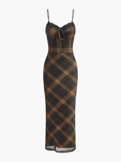 Sale Sweetheart Checked Tulle Cami Dress Dresses