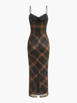 Sale Sweetheart Checked Tulle Cami Dress Dresses