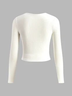 Discount Sweetheart Ribbed Long Sleeve T-Shirt Tops