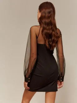 Hot Sweetheart Sheer-Detail Slim Dress Cocktail & Party Dresses|Short Dresses