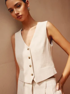 Tailored Button Suit Waistcoat Outerwear|Vests