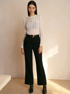 Clearance Textured Semi-Sheer Slim T-Shirt Tops