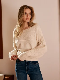 New Tie Back Cable Knit Top Sweater Tops|Sweaters & Cardigans