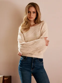 Hot Tie Back Cable Knit Top Sweater Tops|Sweaters & Cardigans