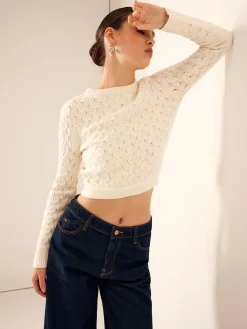 Online Tie Back Crop Sweater Sweater Tops|Sweaters & Cardigans