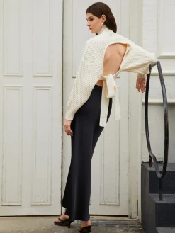 Clearance Tie Back Mock Neck Sweater Sweater Tops|Sweaters & Cardigans