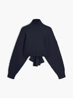 Clearance Tie Back Mock Neck Sweater Sweater Tops|Sweaters & Cardigans