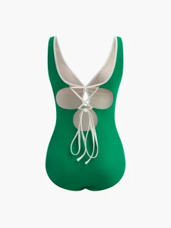 New Tie Back One Piece Swimsuit Swimwear|Tops