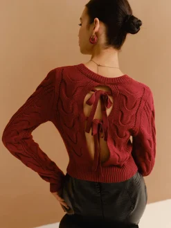 Hot Tie Back Twist Short Sweater Sweater Tops|Sweaters & Cardigans