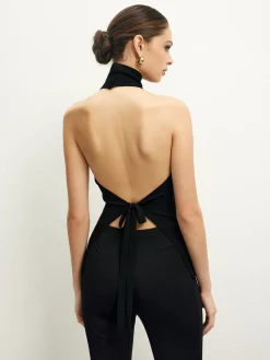 Clearance Tie Back Wrap Knit Halter Top Sweater Vests|Sweaters & Cardigans