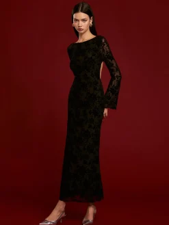 Hot Tie Backless Velvet Dress Black Dresses|Cocktail & Party Dresses